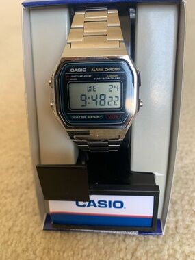 Brand new in the box classic collectible Casio A158W digital watch